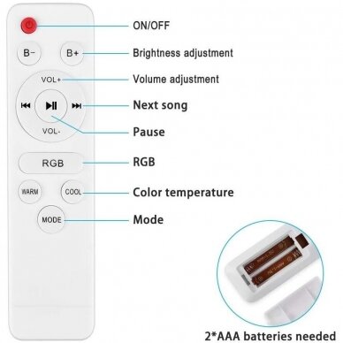 Muzikinis LED šviestuvas 60 W RGB + Bluetooth 6